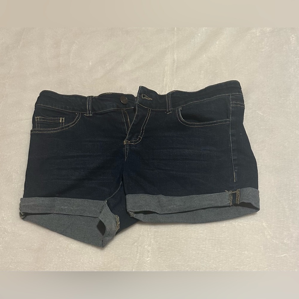 Dark Blue Denim Women's Ripped shorts.